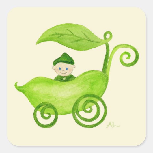 スイートピー男の赤ちゃんシール スクエアシール (正面)