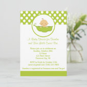 スイートピー赤ちゃんシャワー – ポッドのボーイピー 招待状 (スタンド正面)