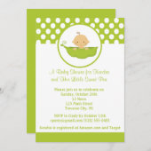 スイートピー赤ちゃんシャワー – ポッドのボーイピー 招待状 (正面/裏面)