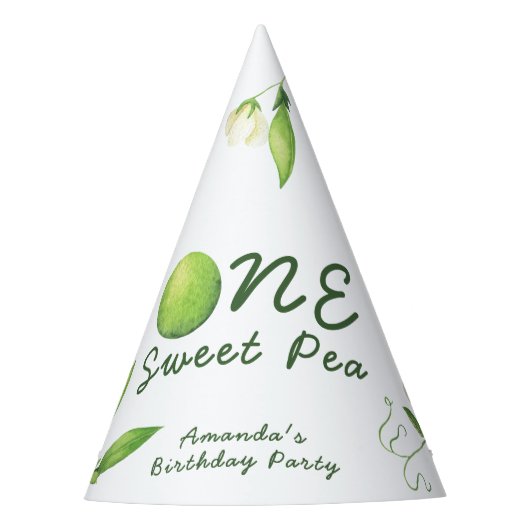 スイートピー1歳の誕生日おめでとう パーティーハット (正面)