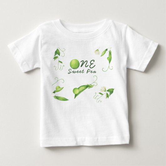 スイートピー1歳の誕生日 ベビーTシャツ (正面)