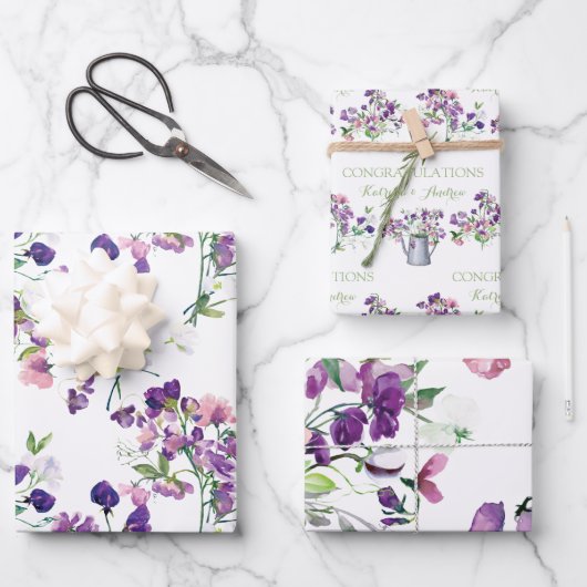 スイートピー コングラチュレーション ラッピングペーパー シート (正面)