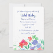 スイートピー フラワーズ バースデーパーティー 招待状 (裏面)