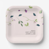 スイートピー フラワーズ | 女の子のベビーシャワー ペーパープレート (正面)