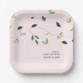 スイートピー フラワーズ | 女の子のベビーシャワー ペーパープレート