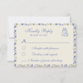 スイートピー フローラル ブルー クリーム 出欠カード (正面)