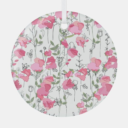 スイートピー：フローラ夏の質感。 ガラスオーナメント (正面)