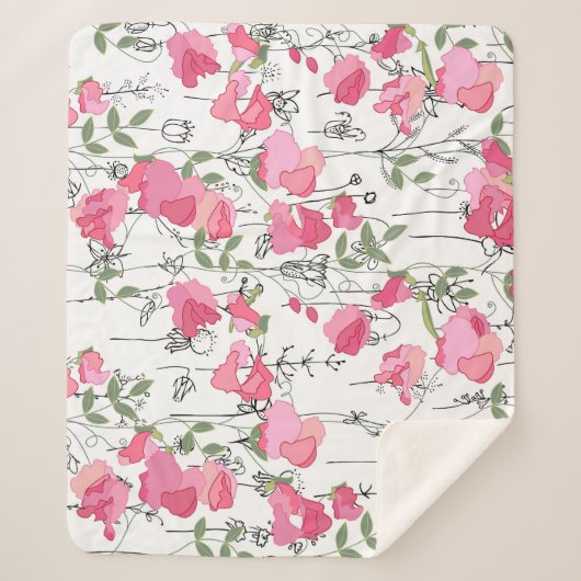 スイートピー：フローラ夏の質感。 シェルパブランケット (正面)