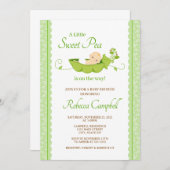スイートピー ベイビーシャワーの招待状、男女どちらでも 招待状 (正面/裏面)