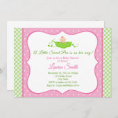 スイートピー ベイビーシャワー 招待状 ピンク 女の子 ベイビー (正面/裏面)