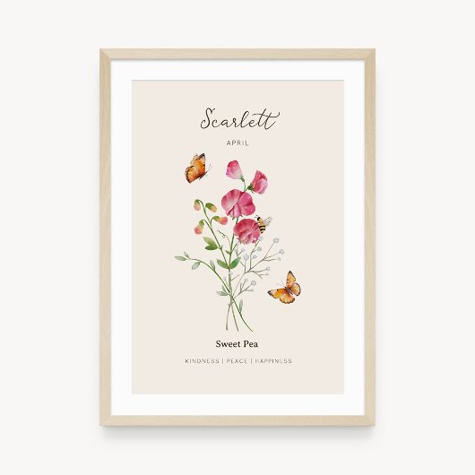 スイートピー 誕生月の花 ポスター