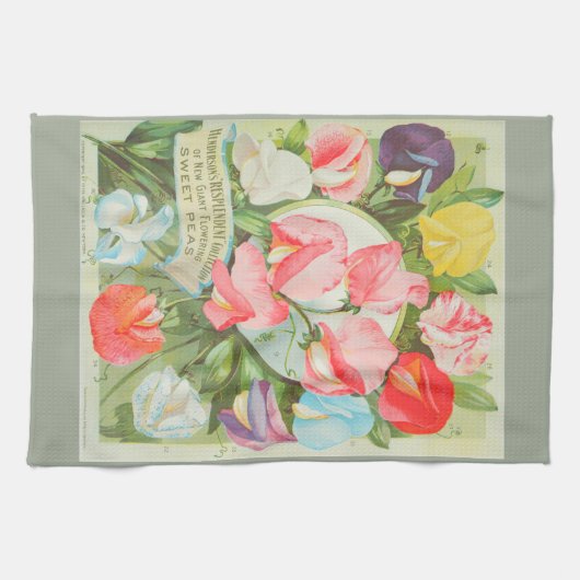 スイートピー: 1906種カタログのイラストレーション キッチンタオル (横)