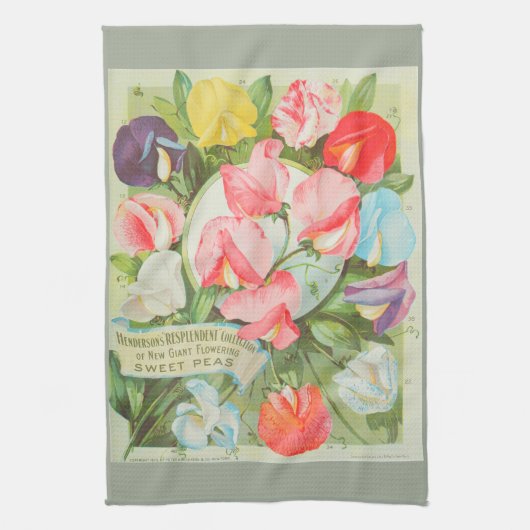 スイートピー: 1906種カタログのイラストレーション キッチンタオル (縦)