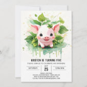 スイートファーミヤードフレンズボホピグガール誕生日 招待状 (正面)