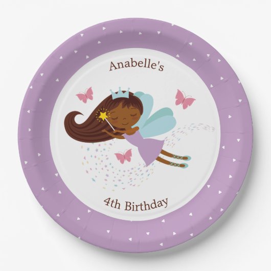 スイートフェアリープリンセス女子の誕生日 ペーパープレート (正面)