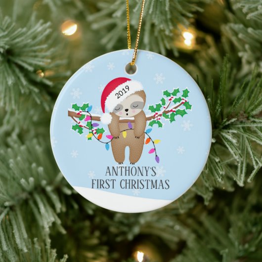 スイートフォトスリーピースロッスベビーの初めてのクリスマス セラミックオーナメント (ツリー)