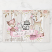 スイートフォレストウッドランドアニマルミニワきらめくインL スパークリングワインラベル (シングルラベル)