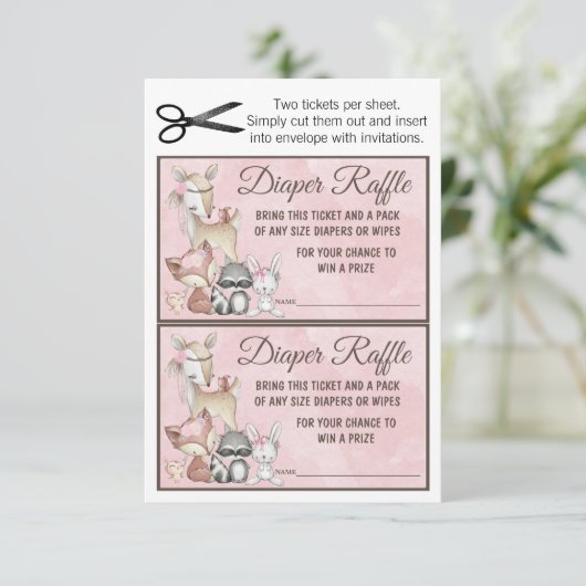 スイートフォレストウッドランドガールズおむつラッフルインサート 招待状 (スタンド正面)