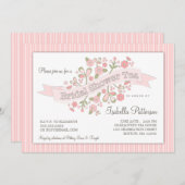 スイートフラワーズブライダルシャワーティーパーティの招待状 招待状 (正面/裏面)
