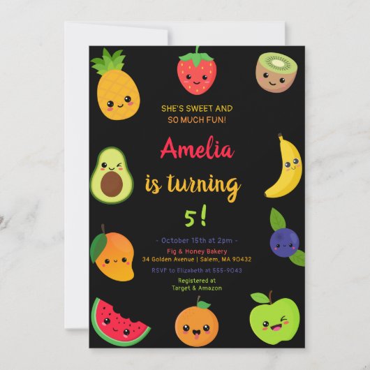 スイートフルーツ誕生日 招待状 (正面)