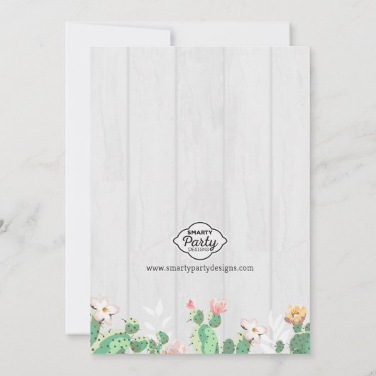 スイートフローラサボテンベビーシャワー招待状 招待状 (裏面)
