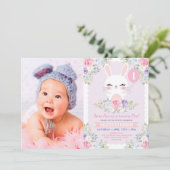 スイートフローラバニー·ラビット·ガール·バースデー·パーティー 招待状 (スタンド正面)