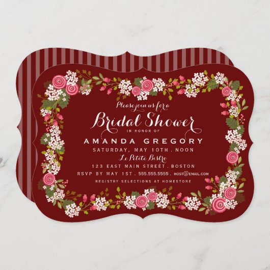 スイートフローラマーサラブライダルシャワー招待 招待状 (正面/裏面)