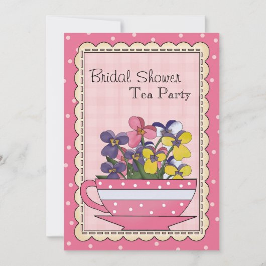 スイートブライダルシャワーティーパーティの招待状 招待状 (正面)