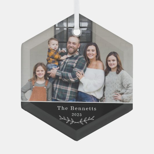 スイートブランチ編集可能カラーカスタム写真オーナメント ガラスオーナメント (正面)