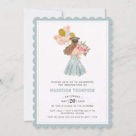 スイートブルネットガールウォーターの色卒業 招待状