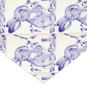 スイートブルーアンドホワイトベビーバニータイルホームデコール ショートテーブルランナー (コーナー)