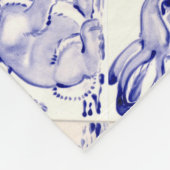 スイートブルーアンドホワイトベビーバニータイルホームデコール フリースブランケット (角)