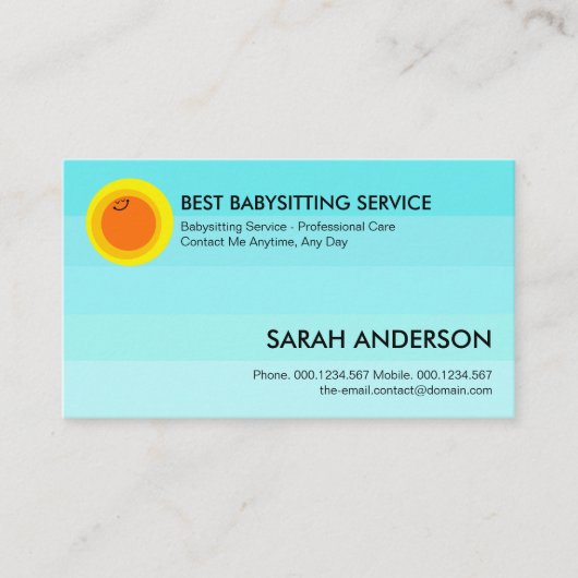 スイートブルースカイハッピーサンベイビーシッター乳母 名刺 (正面)
