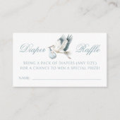 スイートブルーストーク男の赤ちゃんシャワーオムツラッフル エンクロージャーカード (正面)