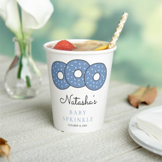 スイートブルードーナツベビー散水シャワー 紙コップ (インサイチュ)
