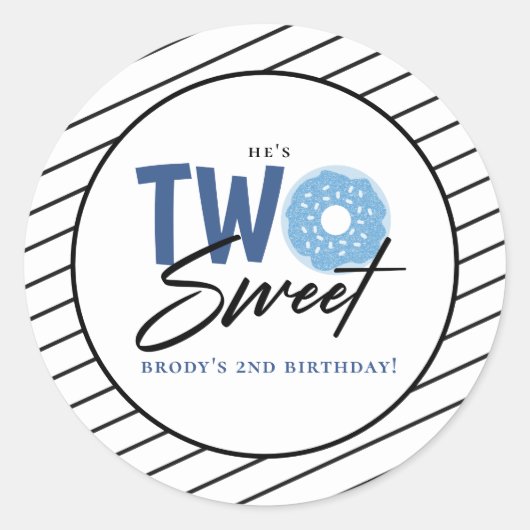 スイートブルードーナツ二体誕生日 ラウンドシール (正面)