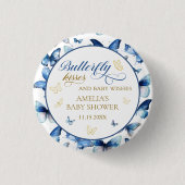 スイートブルーバタフライキスベビーシャワーパーティー 缶バッジ (正面)