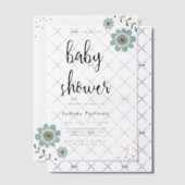スイートブルーフローラと紙吹雪ベビーシャワー ベラム紙招待状 (オフセット (招待状))