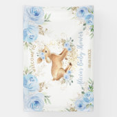 スイートブルーフローラベビーディアファウンボーイベビーシャワー 横断幕 (縦)