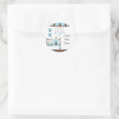 スイートブルーベビールームベビーシャワーステッカー ラウンドシール (バッグ)