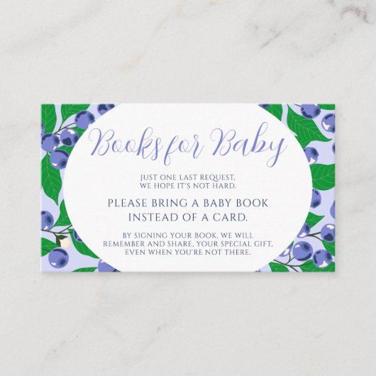 スイートブルーベリーブルーベビーシャワーベビー エンクロージャーカード (正面)