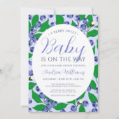 スイートブルーベリーブルーベビーシャワー 招待状 (正面)