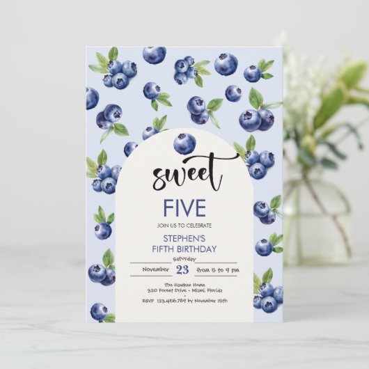 スイートブルーベリー子供の誕生日 招待状 (スタンド正面)