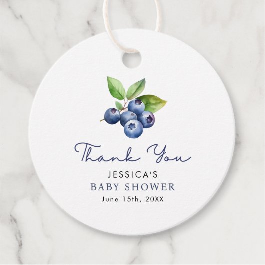 スイートブルーベリー赤ちゃんシャワー フェイバータグ (正面)
