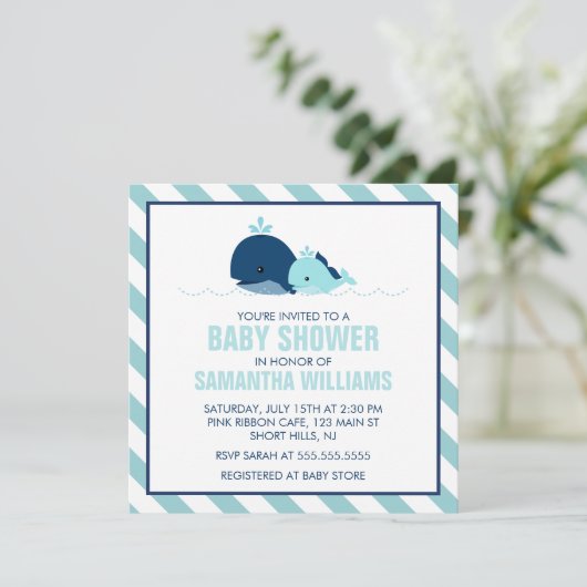 スイートブルーホジールボーイ赤ちゃんシャワー 招待状 (スタンド正面)