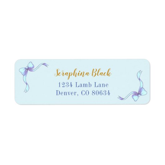 スイートブルーボウ赤ちゃんシャワーラベル ラベル (正面)