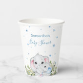 スイートブルーモーミーベビーゾウフローラベビーシャワー 紙コップ (正面)