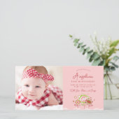 スイートプチピンク開花ベビーガールフォト誕生 案内状 (スタンド正面)