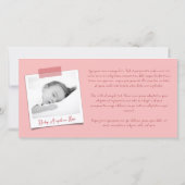 スイートプチピンク開花ベビーガールフォト誕生 案内状 (裏面)