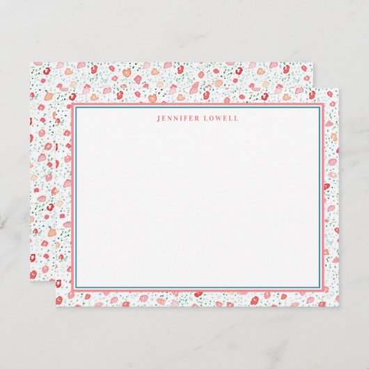 スイートプティットフローラパーソナライズされた文房具 ノートカード (正面/裏面)